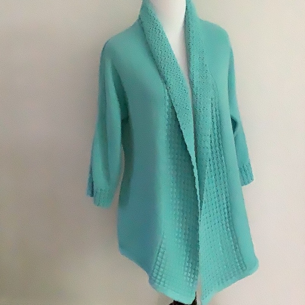 JM Collection - SWEATER Size S Aqua - 100% Cotton - Picture 9 of 9